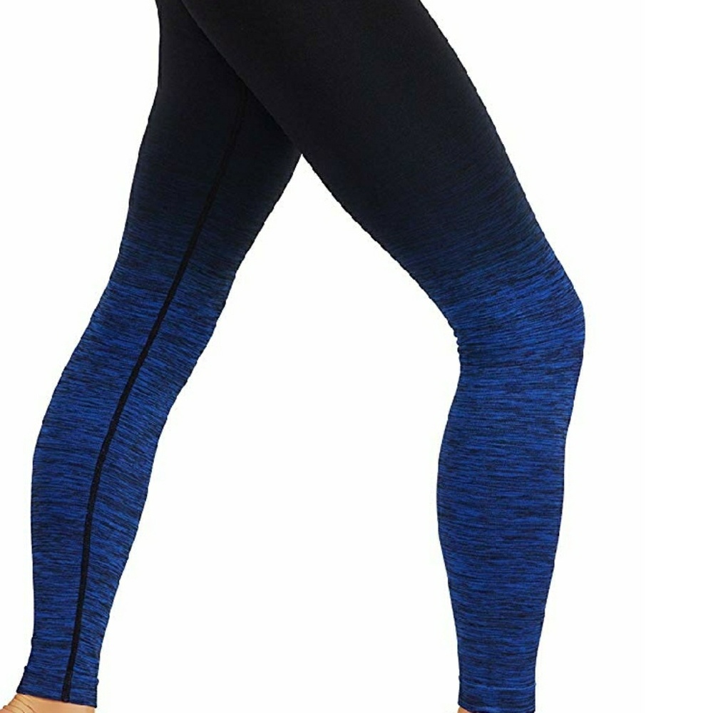 Seamless Ombre leggings dry-fit workout pants yoga gym black blue high waist - Picture 2 of 4